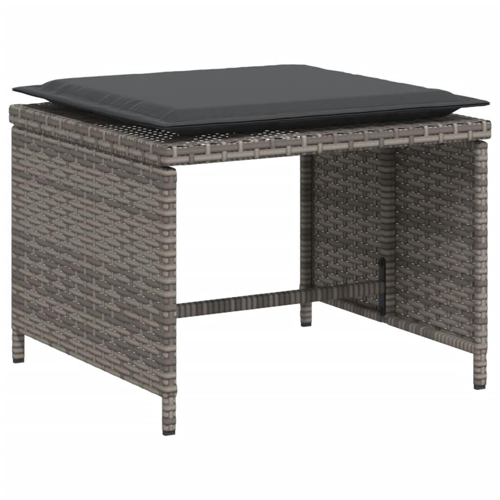 Szürke polyrattan kerti szék lábtartóval 6