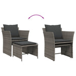 Szürke polyrattan kerti szék lábtartóval 8