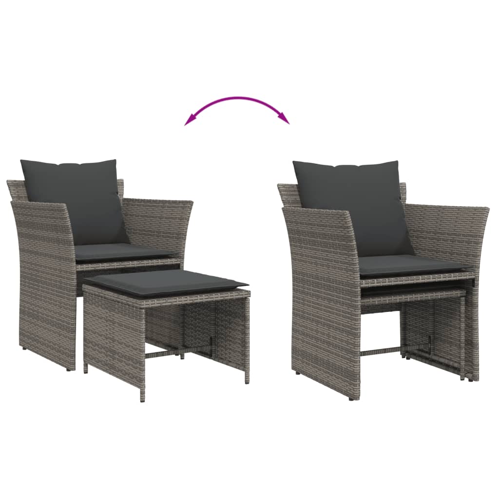 Szürke polyrattan kerti szék lábtartóval 8
