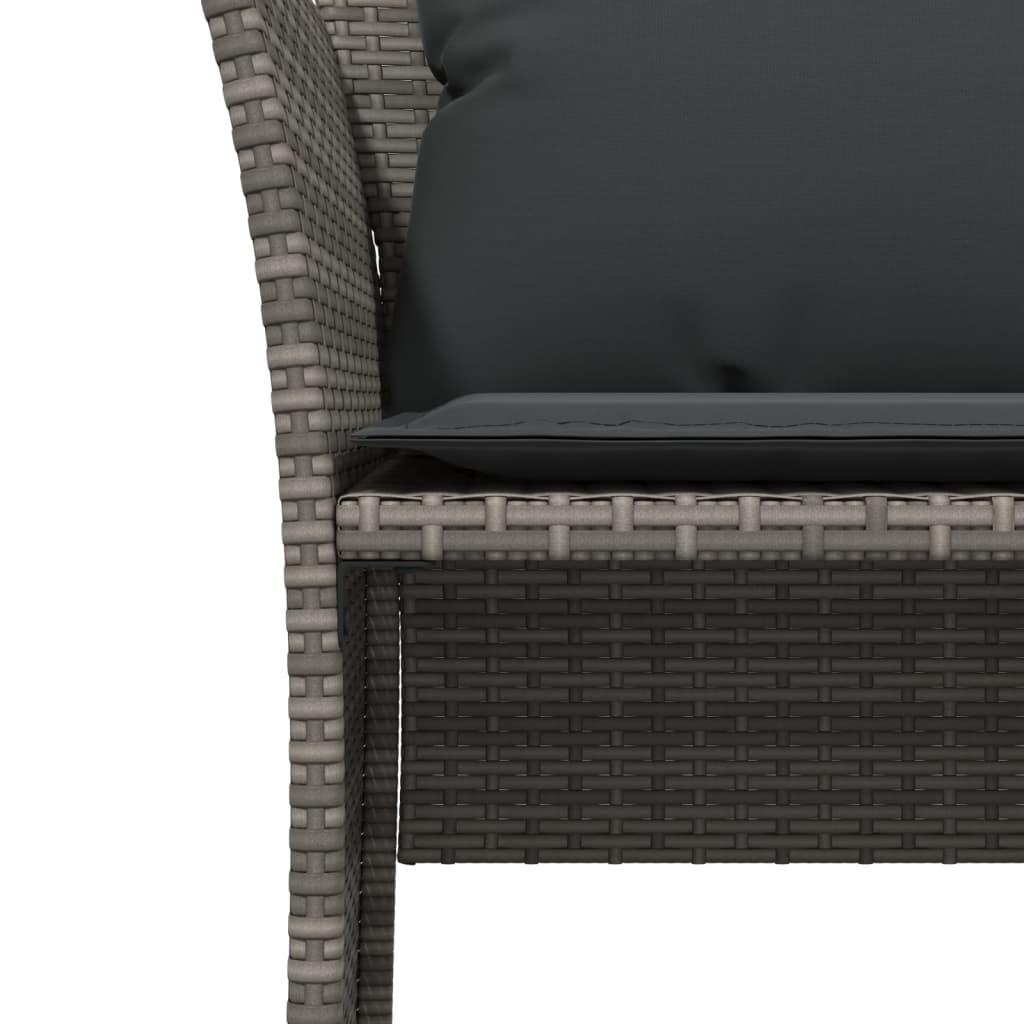 Szürke polyrattan kerti szék lábtartóval 9
