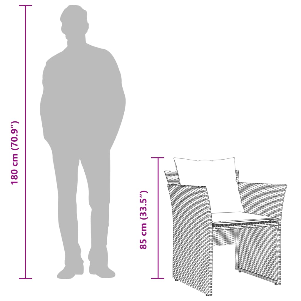 Szürke polyrattan kerti szék lábtartóval 11