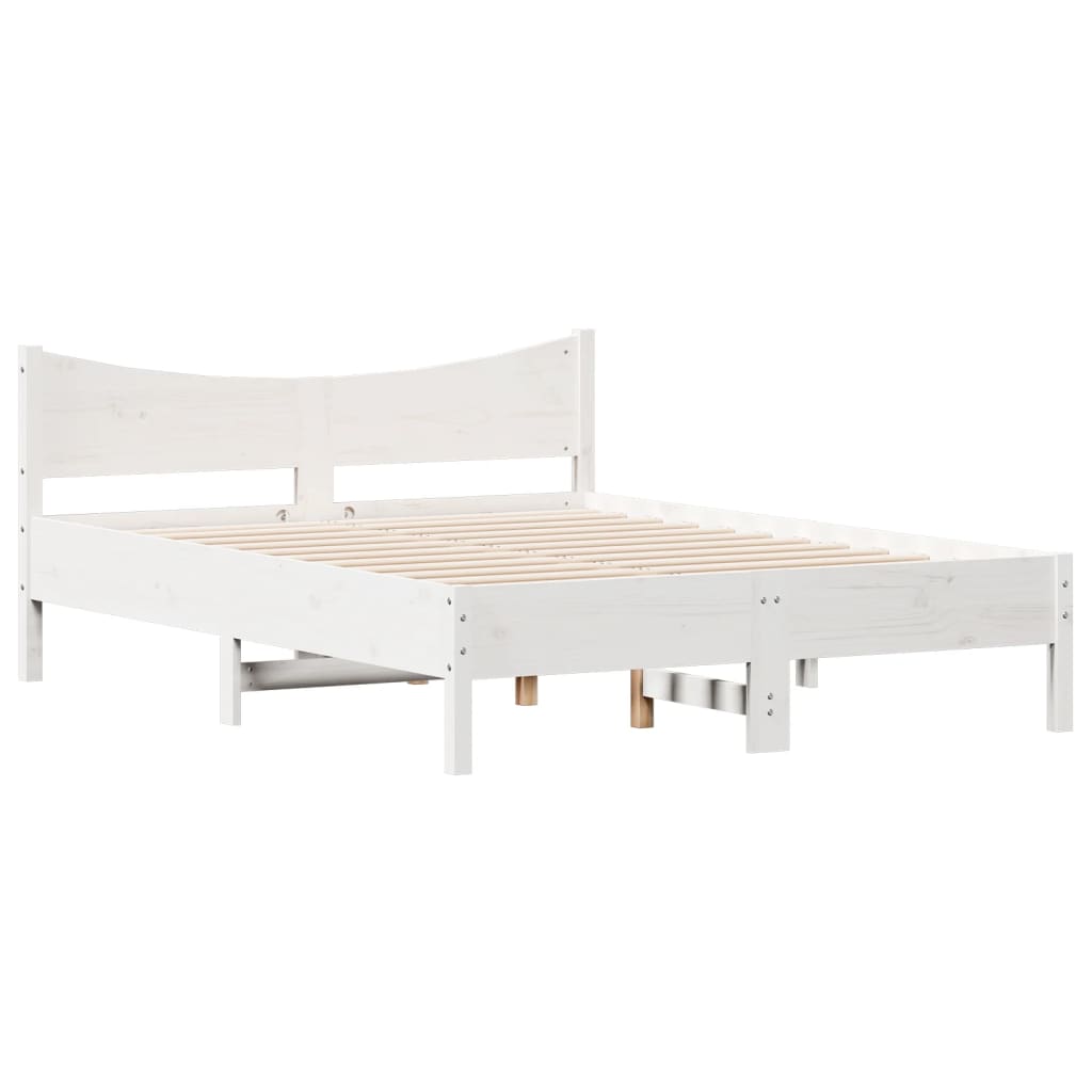 Fehér tömör fenyőfa ágy matrac nélkül 120 x 200 cm 3