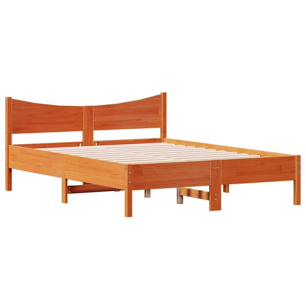 Viaszbarna tömör fenyőfa ágy matrac nélkül 120 x 200 cm 3
