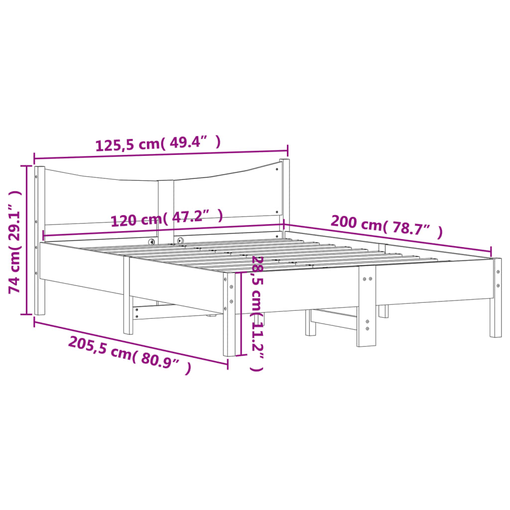 Viaszbarna tömör fenyőfa ágy matrac nélkül 120 x 200 cm 9