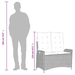Bézs polyrattan dönthető kerti pad párnával 9