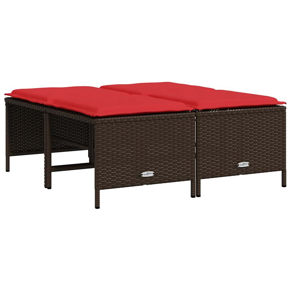 4 db barna polyrattan kerti szék párnákkal 5