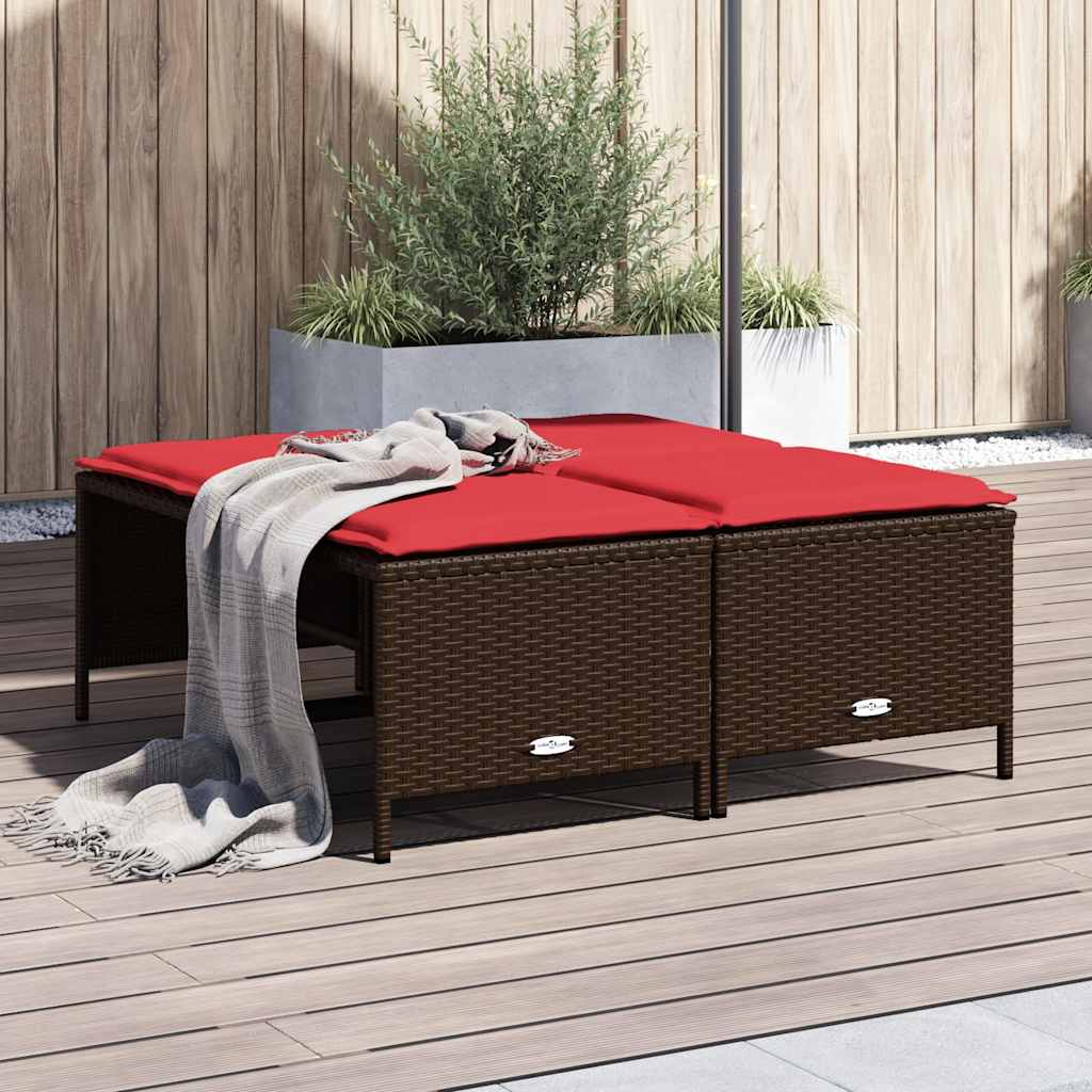 4 db barna polyrattan kerti szék párnákkal