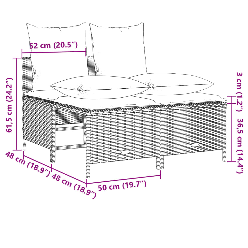 4 részes bézs polyrattan kerti ülőgarnitúra párnákkal 7