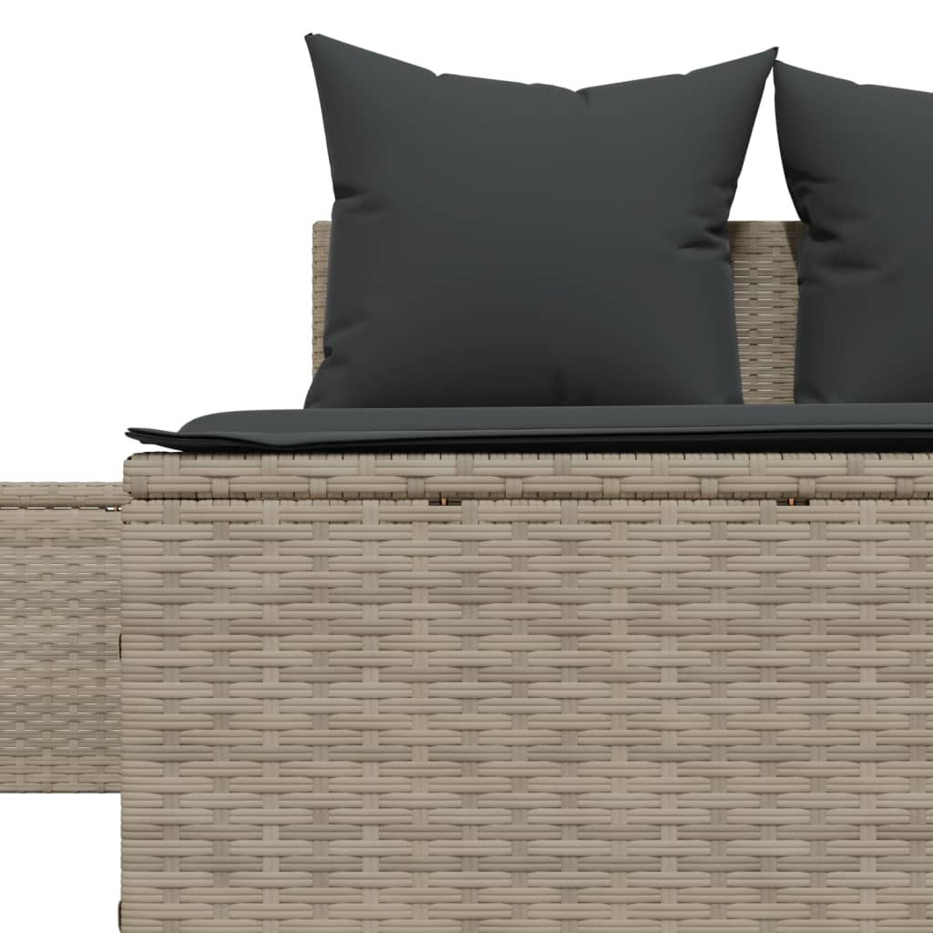 Világosszürke polyrattan dupla napozóágy párnával 7