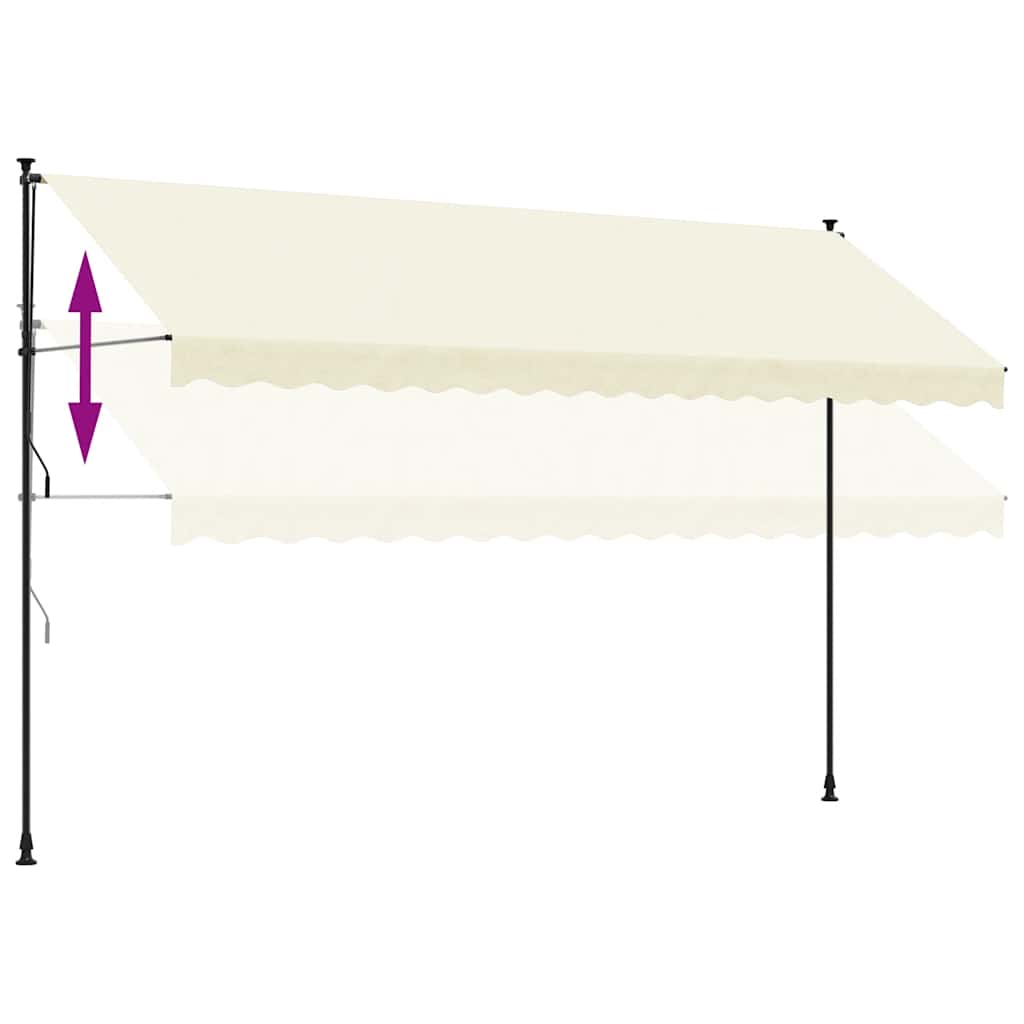 Krémszínű szövet és acél feltekerhető napellenző 400 x 150 cm 9