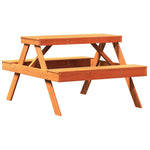 Viaszbarna tömör fenyőfa piknik asztal 105 x 134 x 75 cm 2