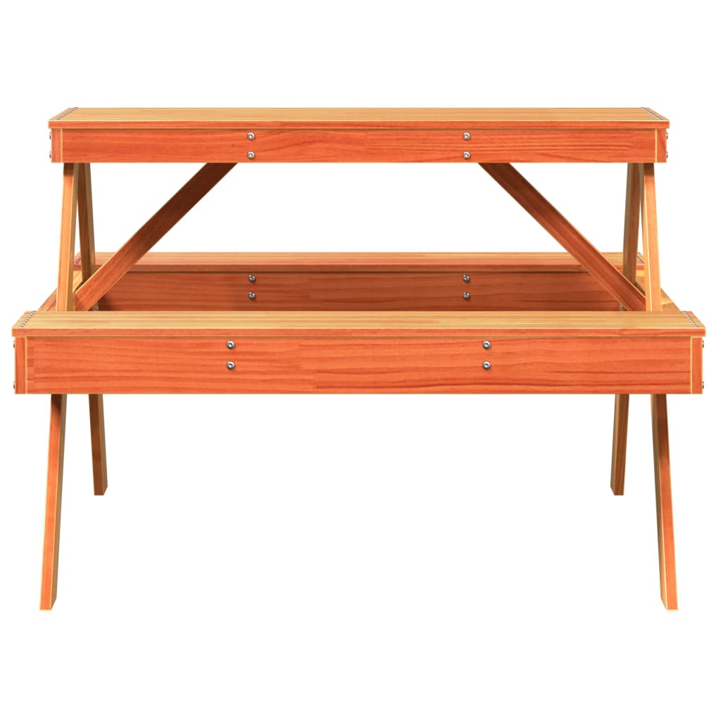 Viaszbarna tömör fenyőfa piknik asztal 105 x 134 x 75 cm 4
