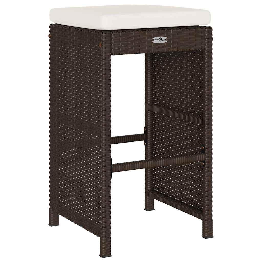6 db barna polyrattan kerti bárszék párnával 6