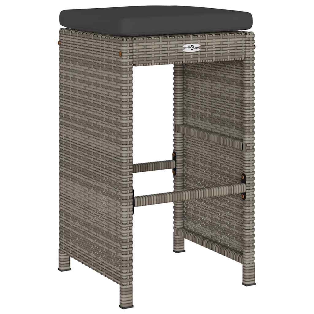 6 db szürke polyrattan kerti bárszék párnával 6