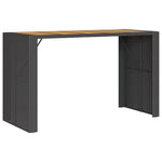 Fekete polyrattan kerti bárasztal akácfa lappal 185x80x110 cm 2
