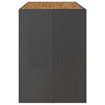 Fekete polyrattan kerti bárasztal akácfa lappal 185x80x110 cm 6