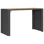 Fekete polyrattan kerti bárasztal akácfa lappal 185x80x110 cm 7
