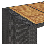 Fekete polyrattan kerti bárasztal akácfa lappal 185x80x110 cm 9