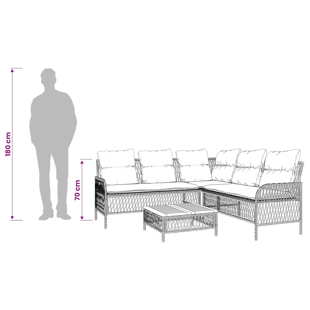 2 részes bézs polyrattan kerti ülőgarnitúra párnákkal 11
