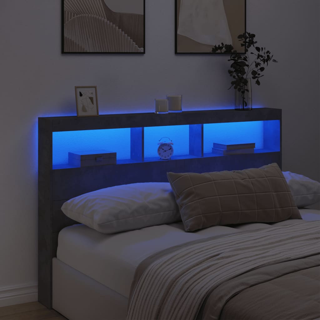 Betonszürke áthidalószekrény LED-világítással 160 x 17 x 102 cm 4