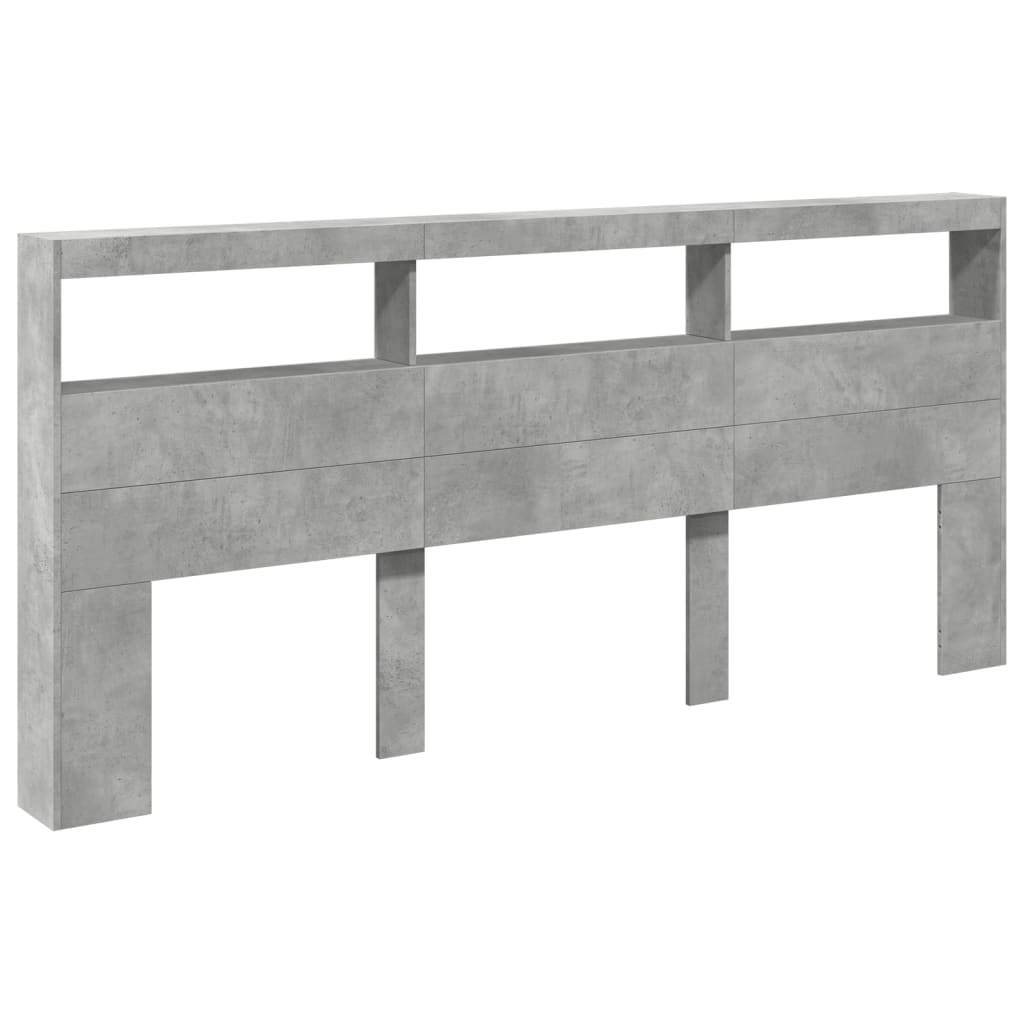 Betonszürke áthidalószekrény LED-világítással 220 x 17 x 102 cm 3