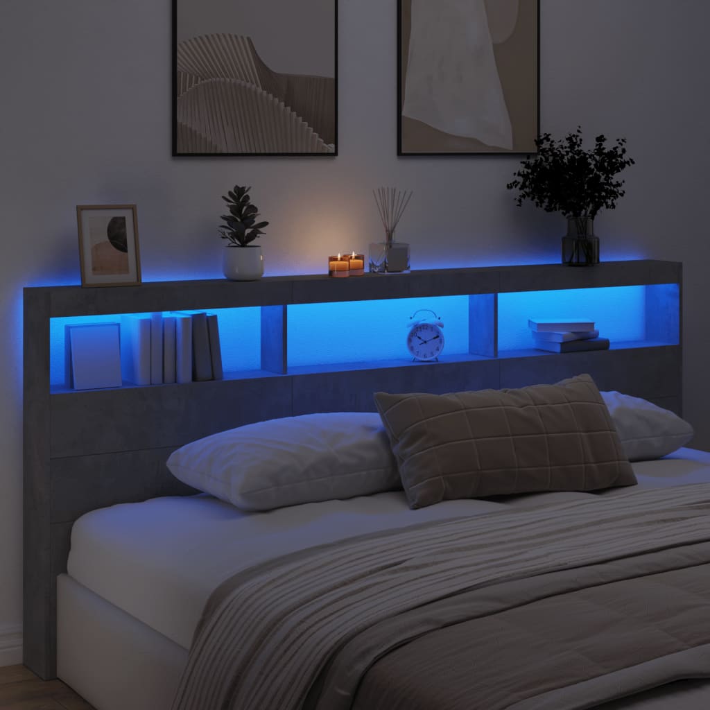 Betonszürke áthidalószekrény LED-világítással 220 x 17 x 102 cm 4