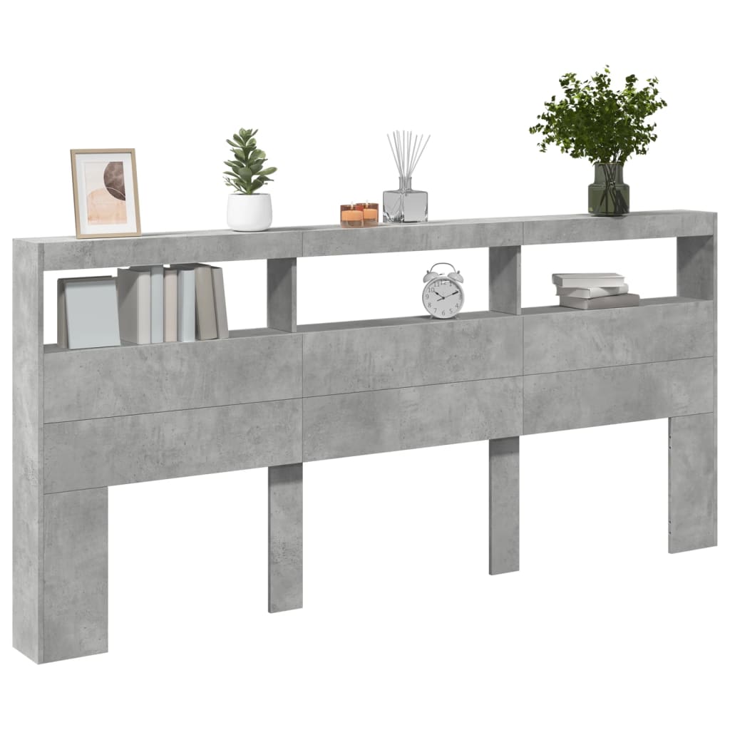 Betonszürke áthidalószekrény LED-világítással 220 x 17 x 102 cm 5