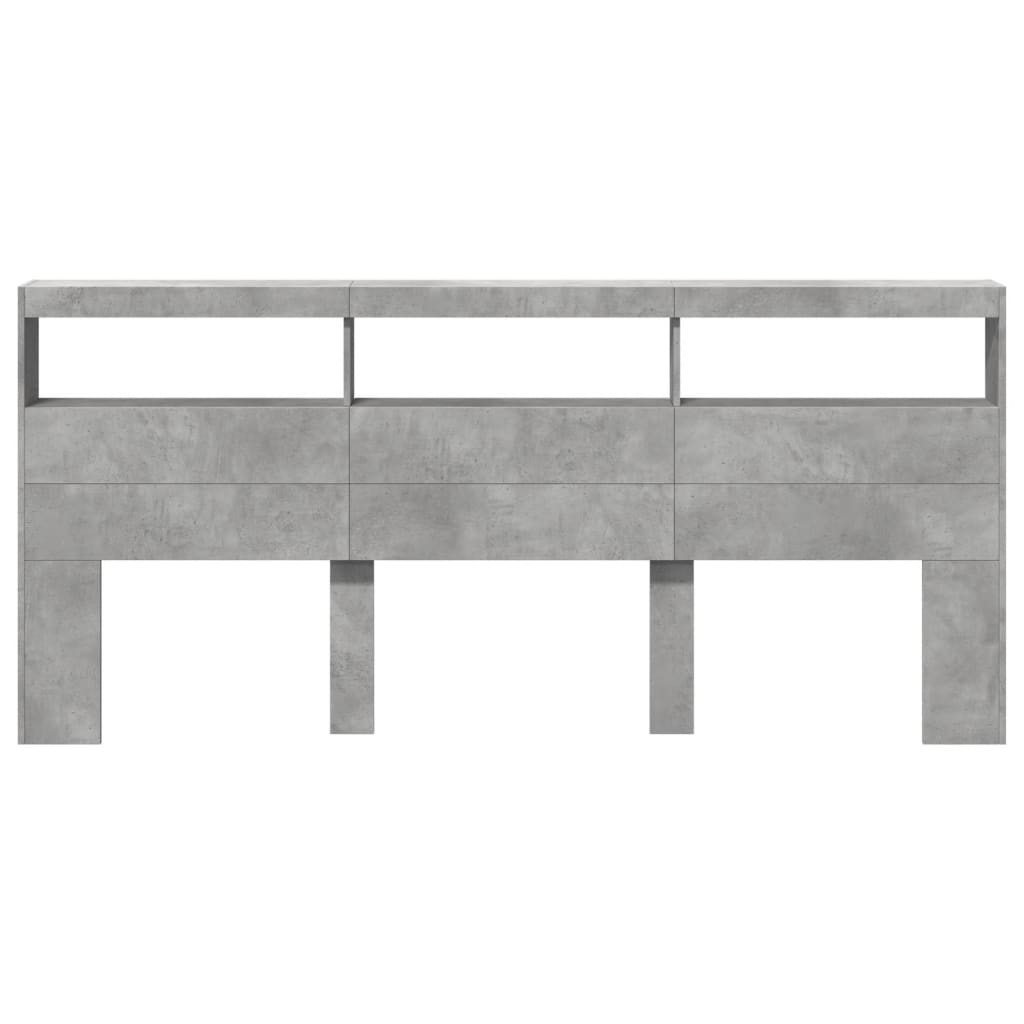 Betonszürke áthidalószekrény LED-világítással 220 x 17 x 102 cm 6