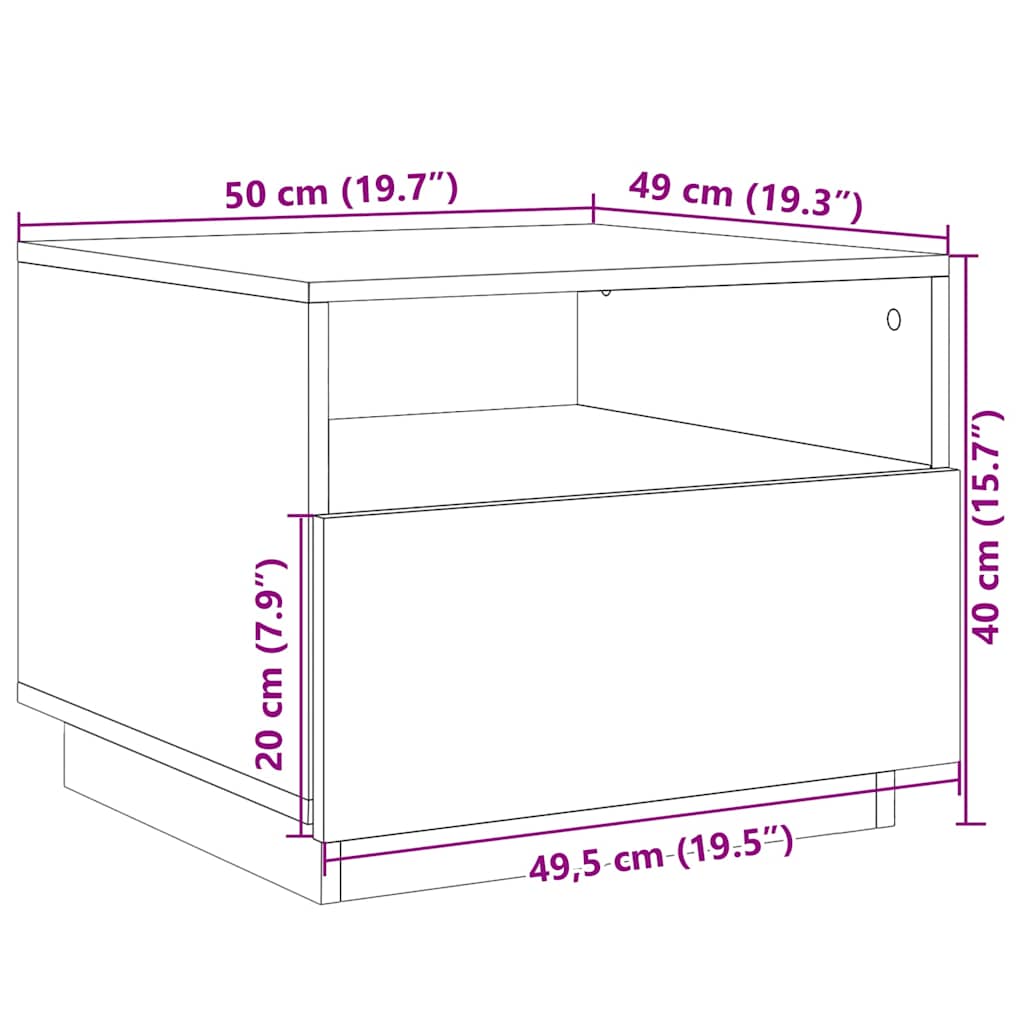 Fehér dohányzóasztal LED-lámpákkal 50 x 49 x 40 cm 15