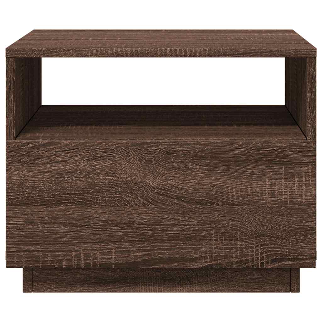 Barna tölgyszínű dohányzóasztal LED-lámpákkal 50x49x40 cm 7