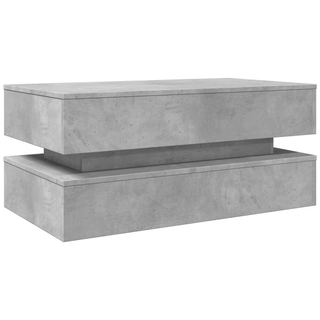 Betonszürke dohányzóasztal LED-lámpákkal 90x50x40 cm 3