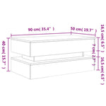 Betonszürke dohányzóasztal LED-lámpákkal 90x50x40 cm 15