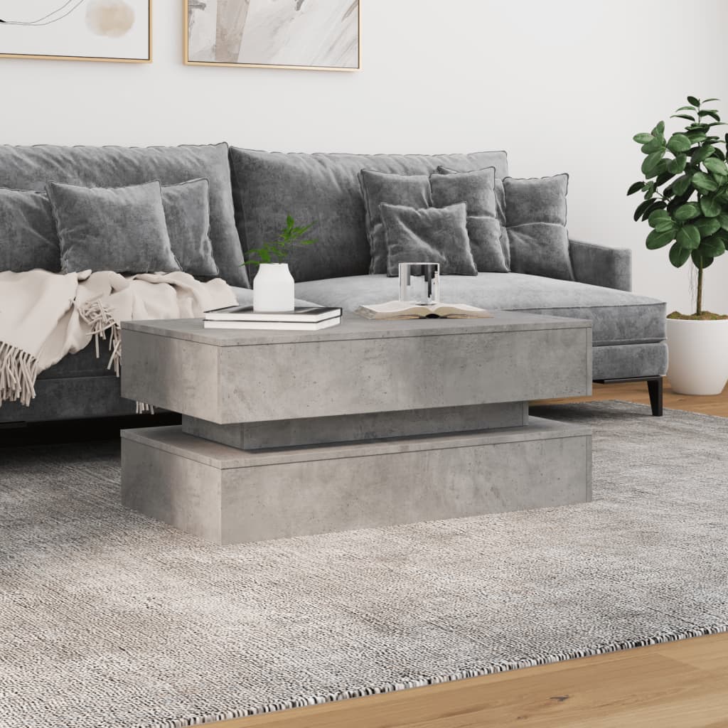 Betonszürke dohányzóasztal LED-lámpákkal 90x50x40 cm 4