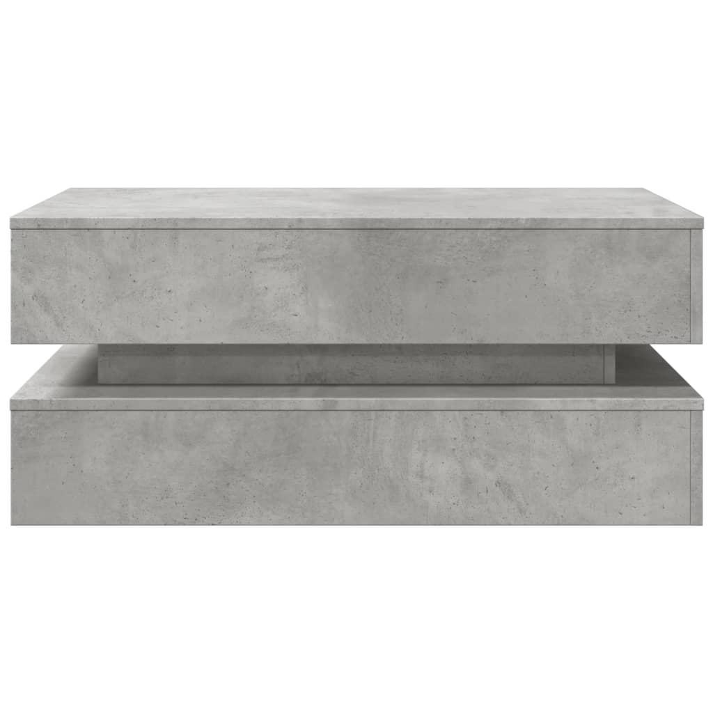 Betonszürke dohányzóasztal LED-lámpákkal 90x50x40 cm 7