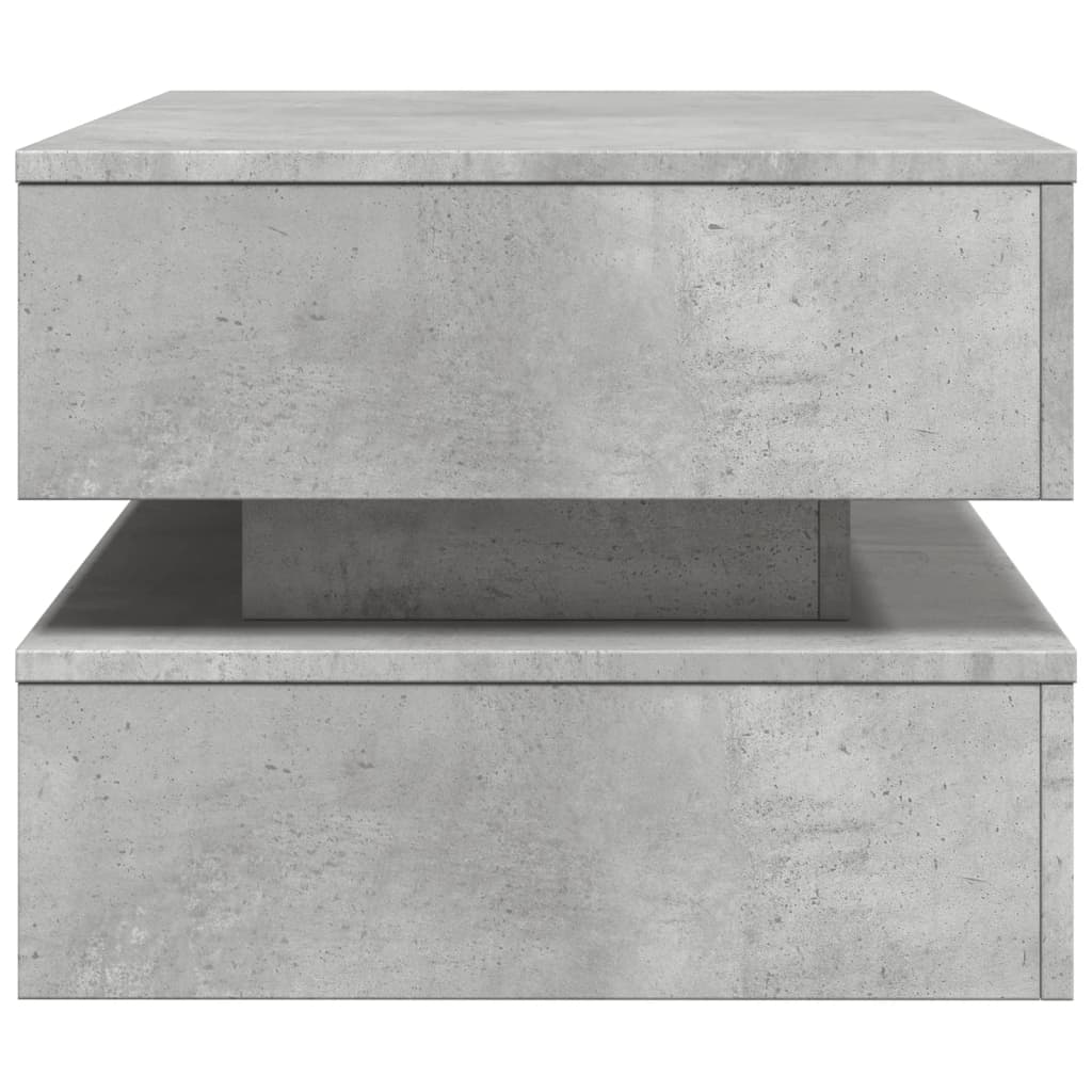 Betonszürke dohányzóasztal LED-lámpákkal 90x50x40 cm 8