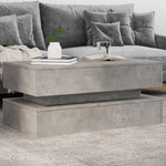 Betonszürke dohányzóasztal LED-lámpákkal 90x50x40 cm