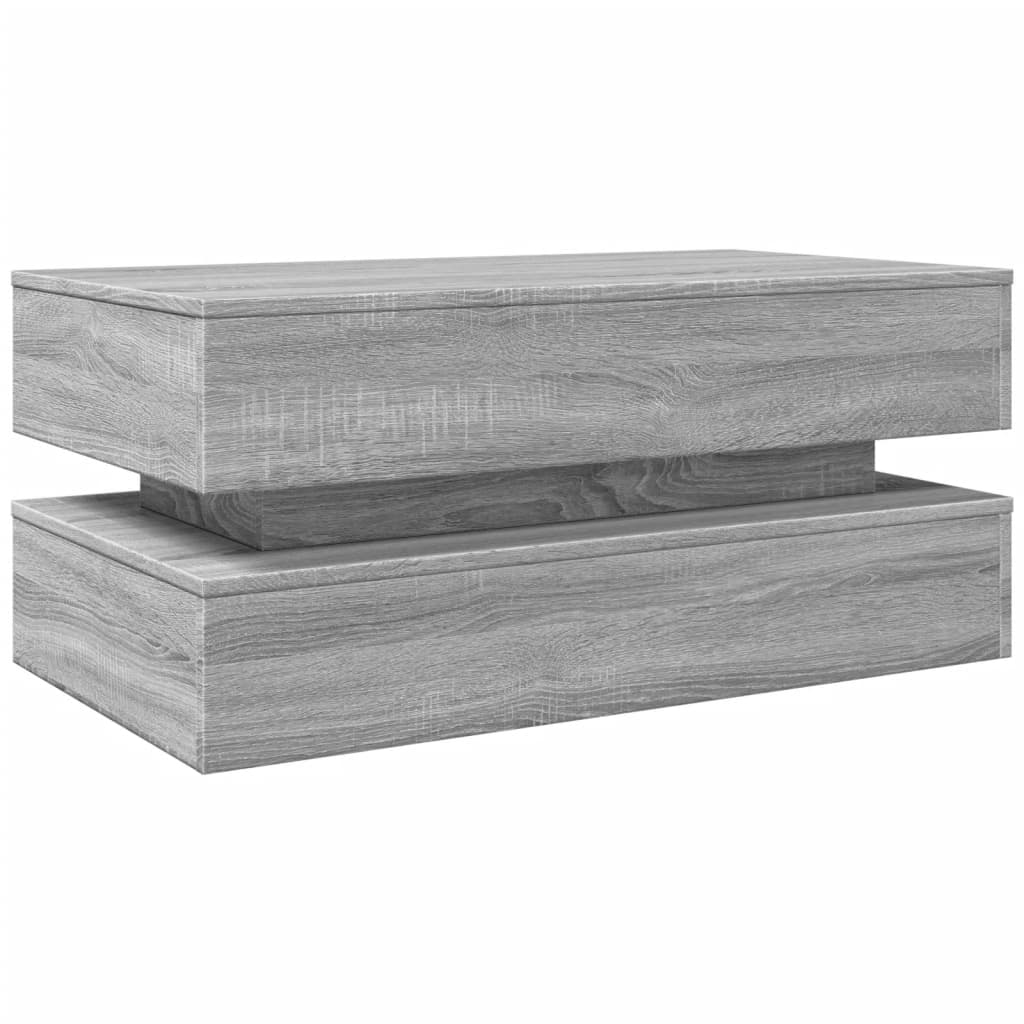 Szürke sonoma színű dohányzóasztal LED-lámpákkal 90x50x40 cm 3