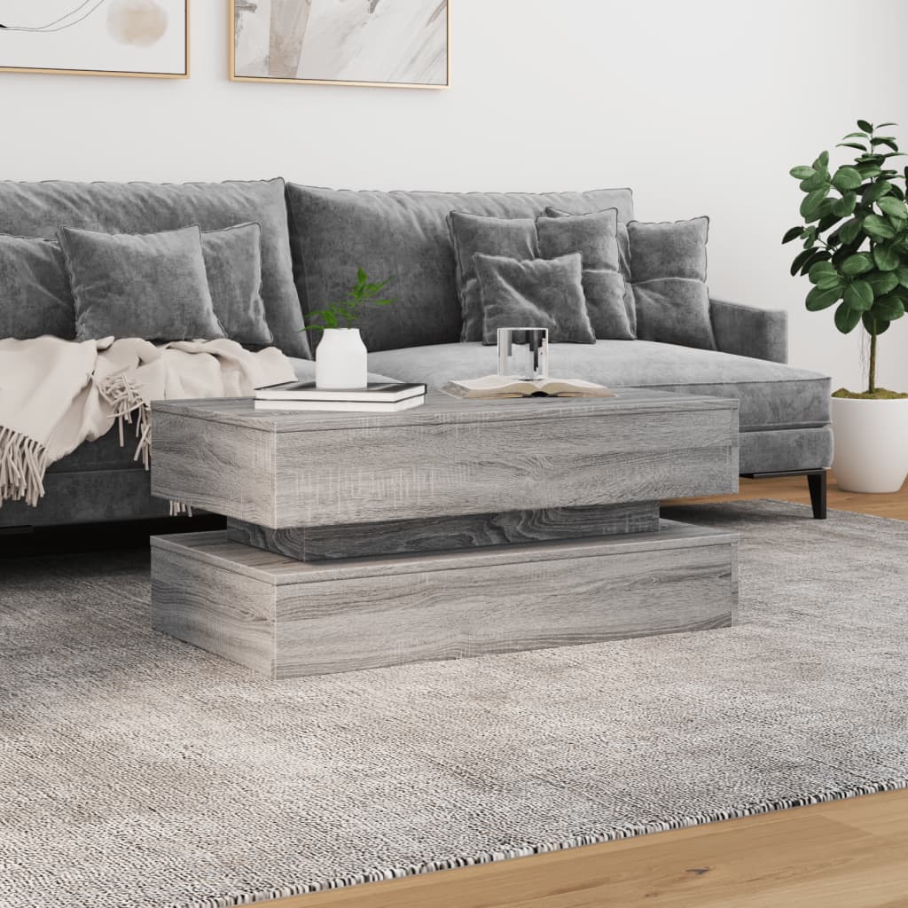 Szürke sonoma színű dohányzóasztal LED-lámpákkal 90x50x40 cm 4