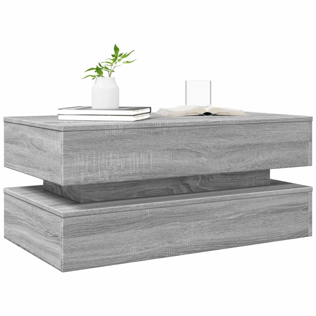 Szürke sonoma színű dohányzóasztal LED-lámpákkal 90x50x40 cm 6