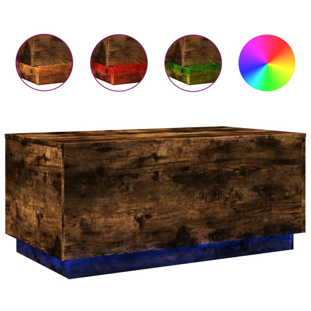 Füstös tölgy színű dohányzóasztal LED-lámpákkal 90x50x40 cm 2