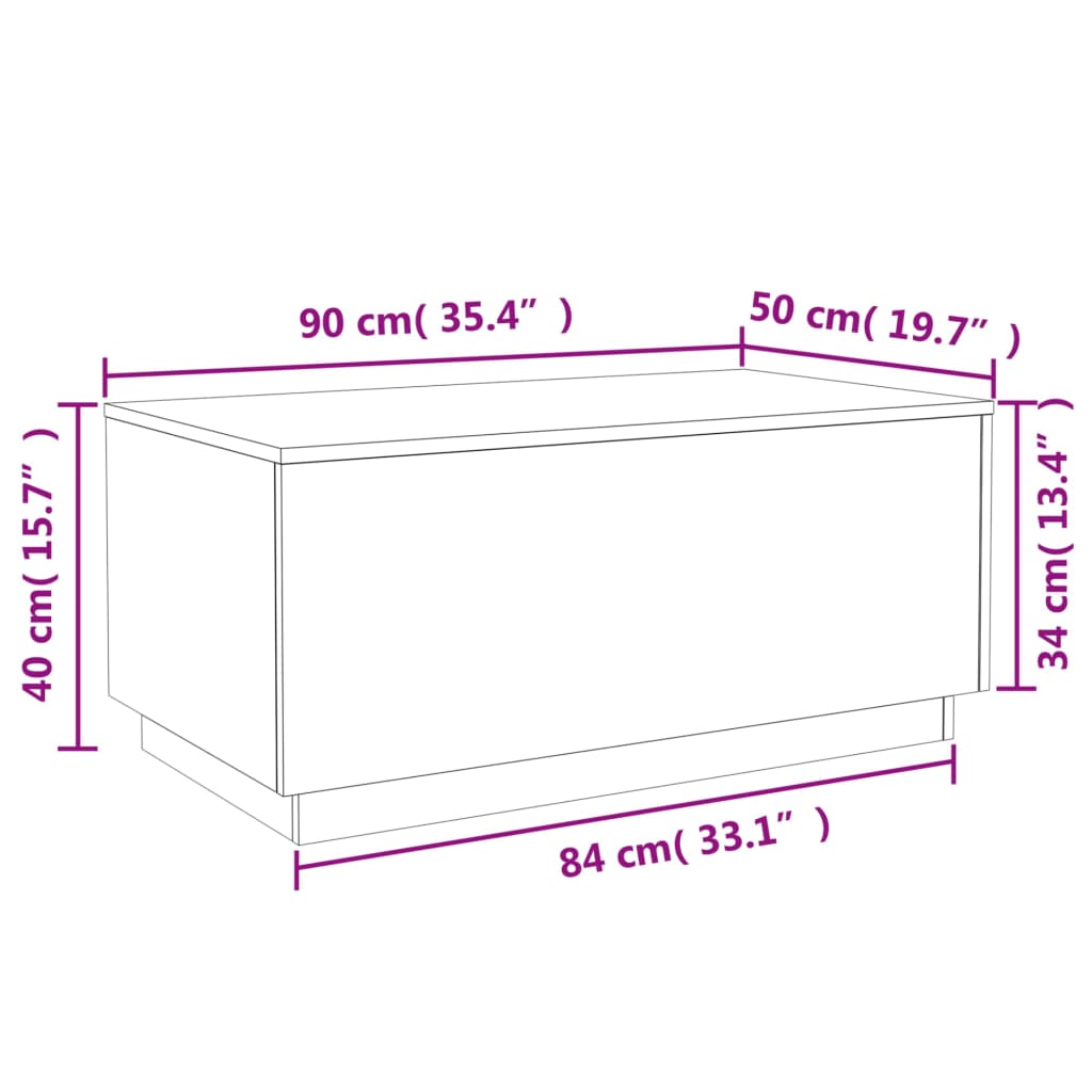Füstös tölgy színű dohányzóasztal LED-lámpákkal 90x50x40 cm 15