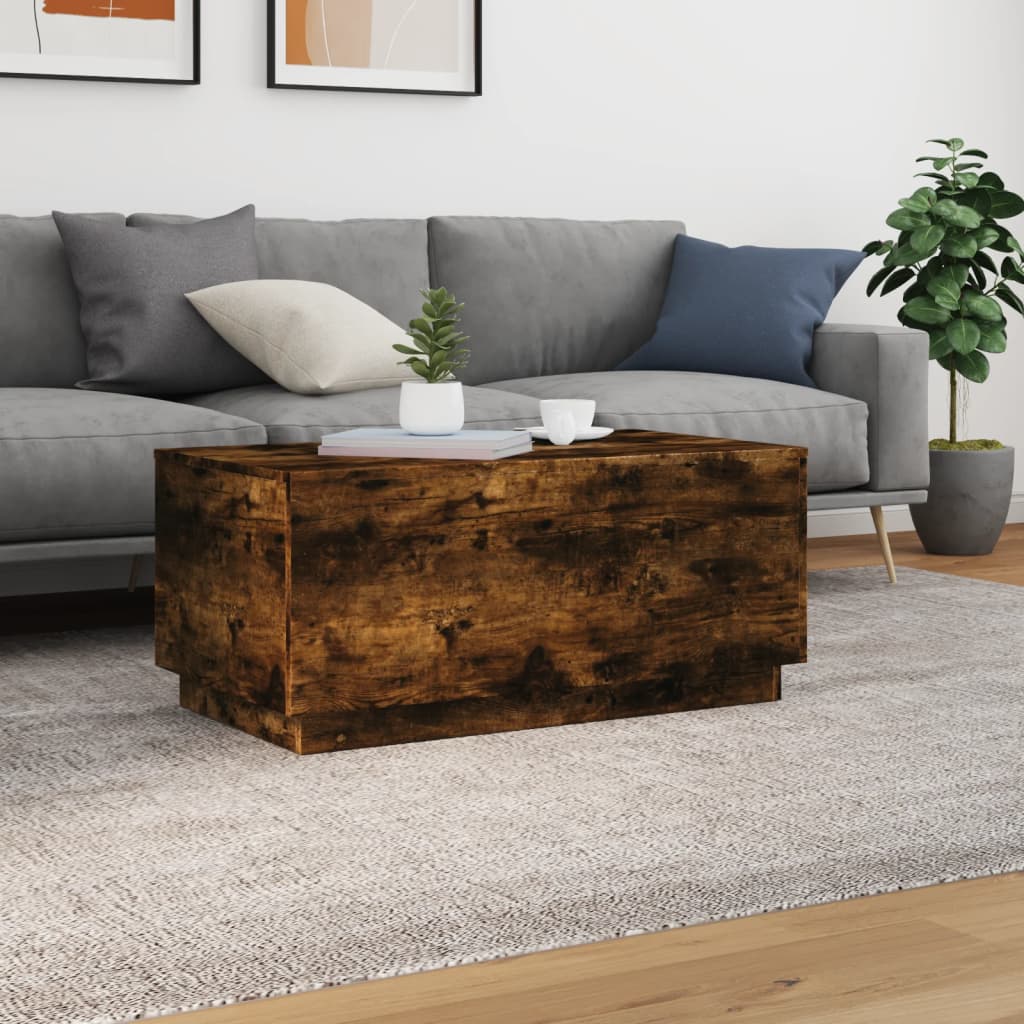 Füstös tölgy színű dohányzóasztal LED-lámpákkal 90x50x40 cm 4
