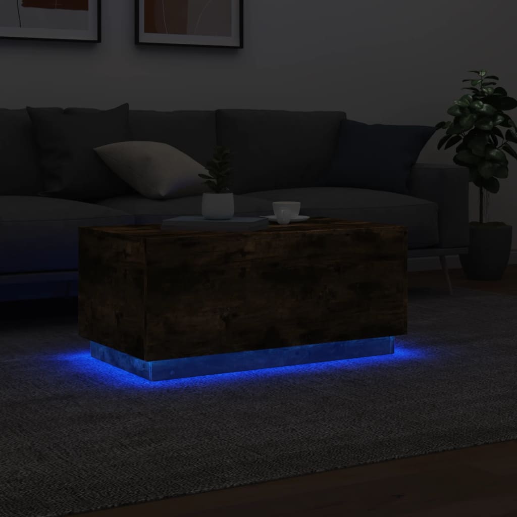 Füstös tölgy színű dohányzóasztal LED-lámpákkal 90x50x40 cm 5