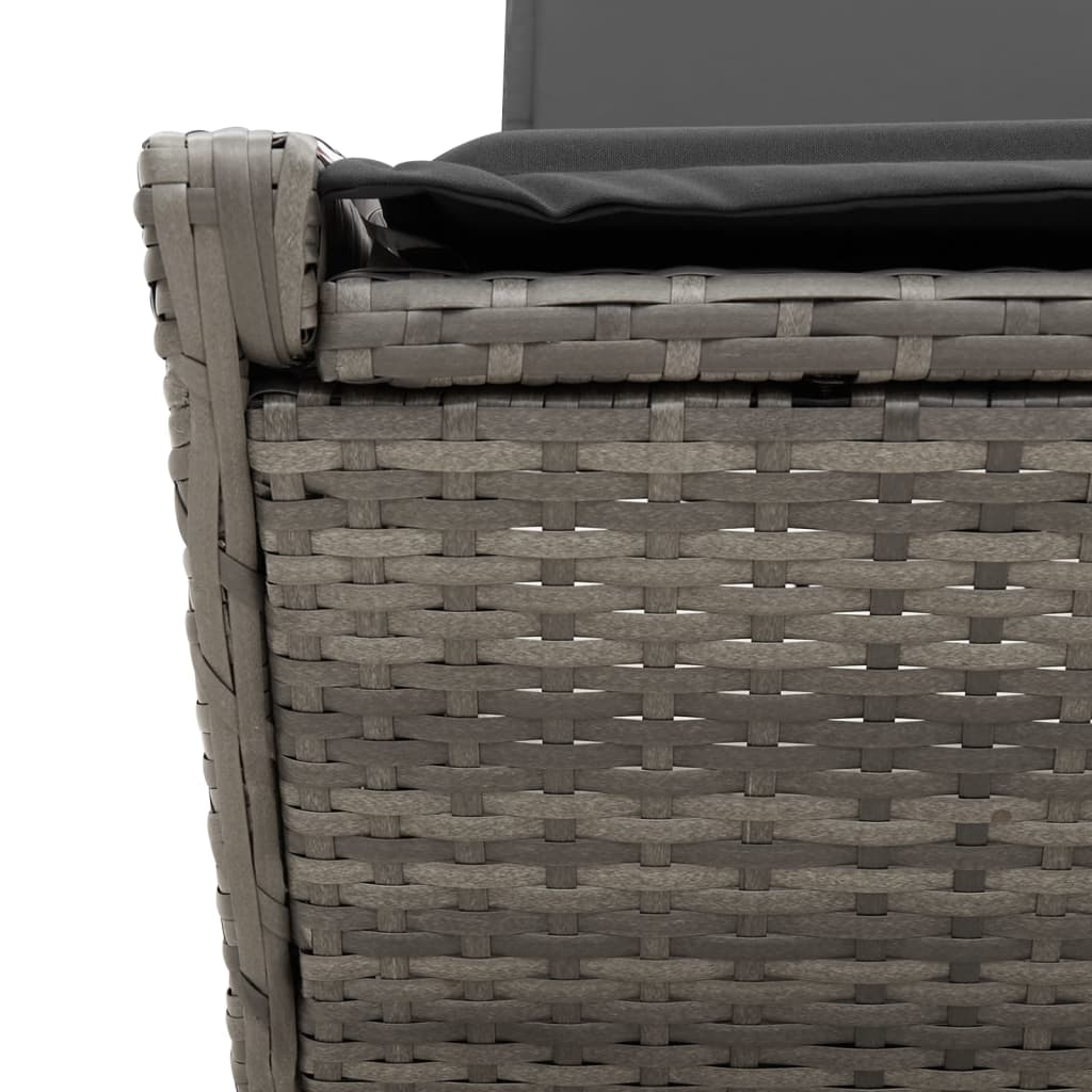 Szürke polyrattan dupla napozóágy párnával 9