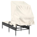 Fekete polyrattan napozóágy tetővel 6