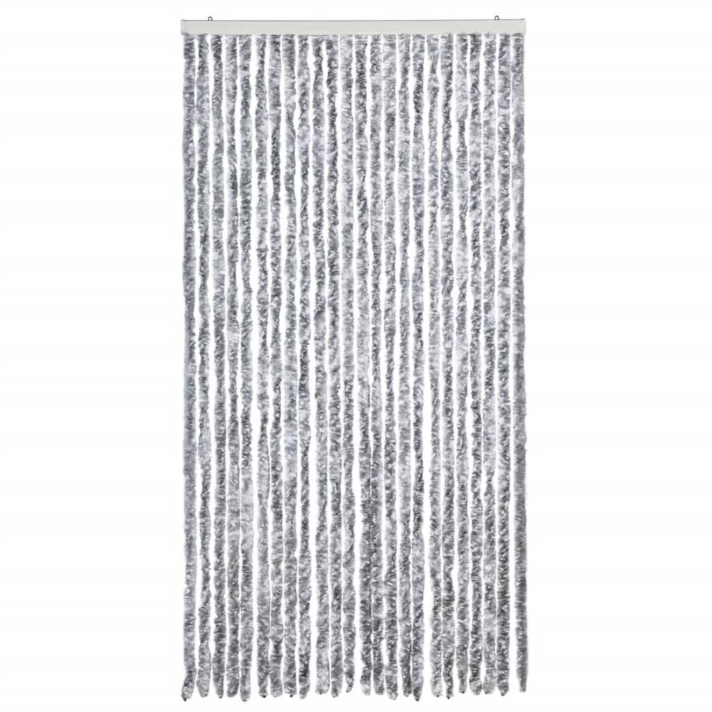 Fehér és szürke zsenília rovarfüggöny 100 x 230 cm 3