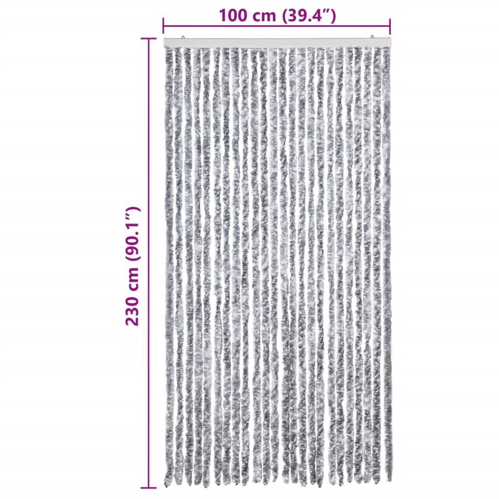 Fehér és szürke zsenília rovarfüggöny 100 x 230 cm 7