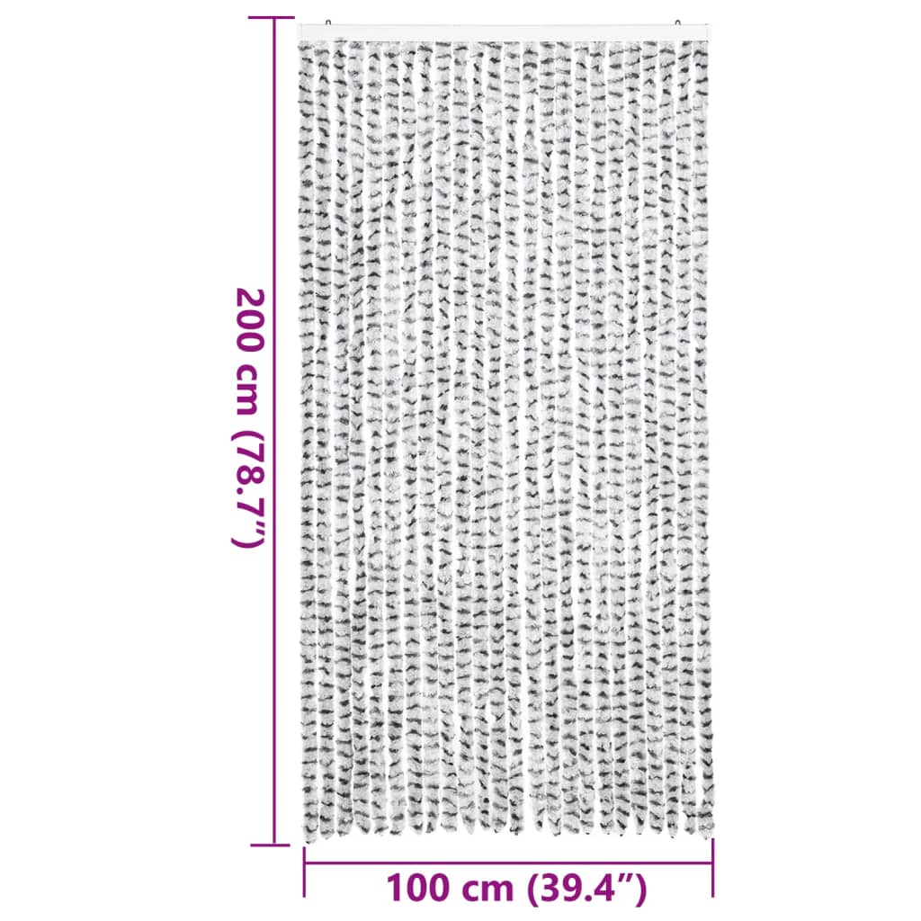 Világosszürke és sötétszürke zsenília rovarfüggöny 100 x 200 cm 7