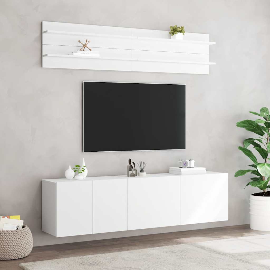 6 darab fehér szerelt fa falra szerelhető TV-bútor 3