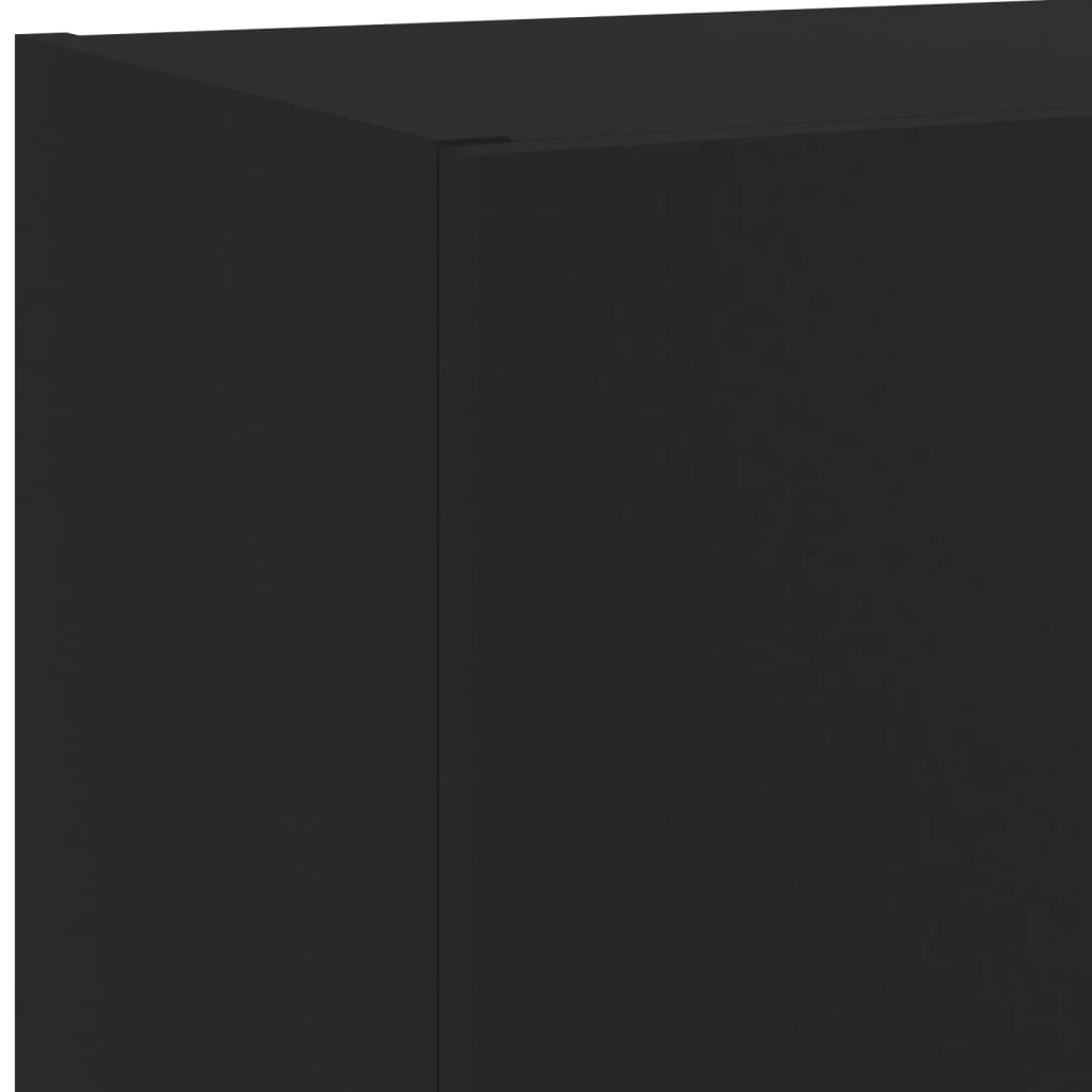 4 darab fekete szerelt fa fali TV-bútor LED-del 11